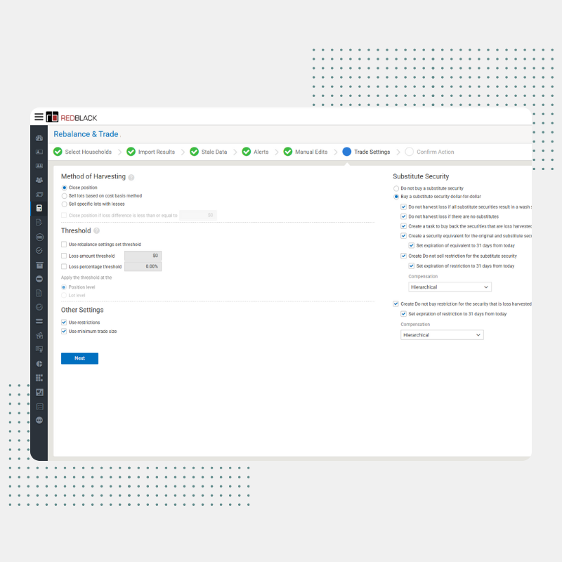 RedBlack software platform screenshot RedBlack software platform screenshot